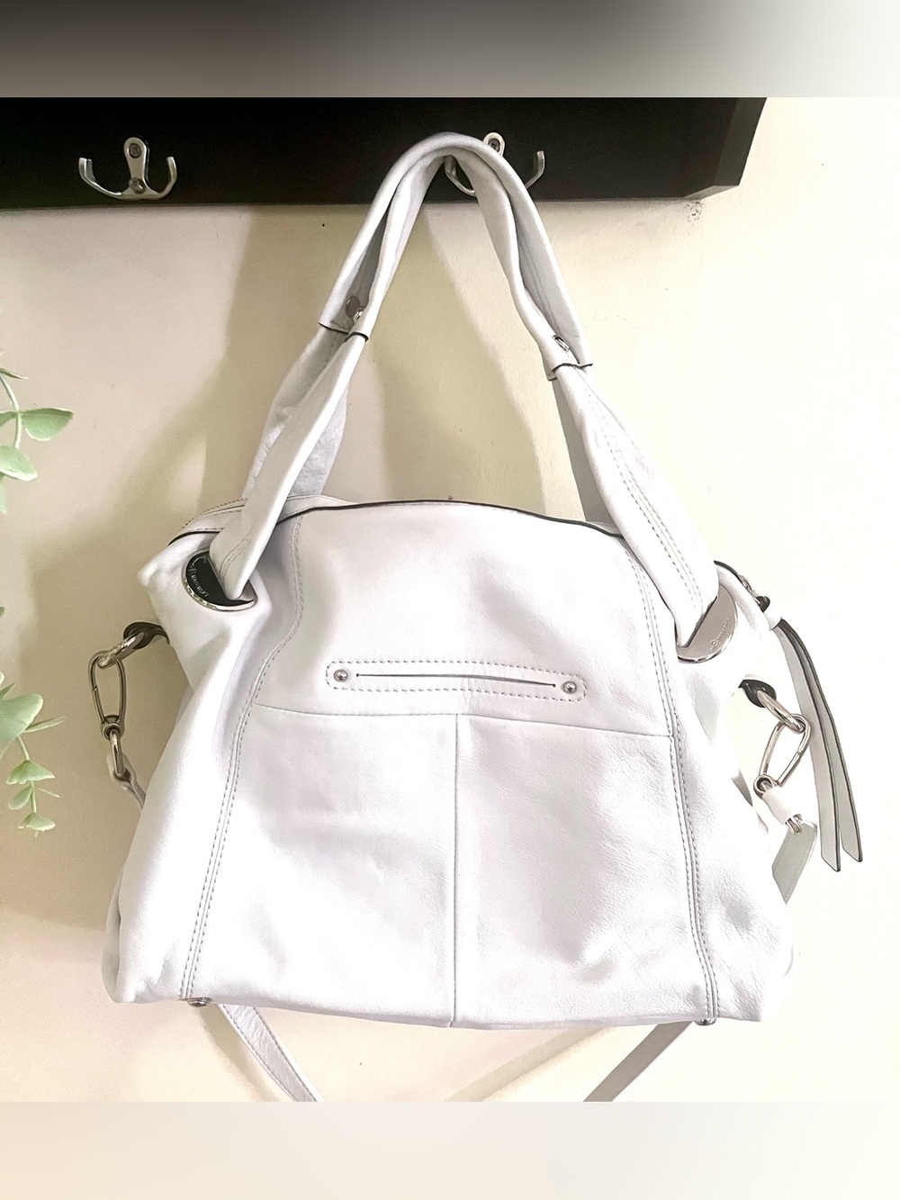Genuine Leather Moto style satchel -White -Excellent Condition - Picture 2 of 7